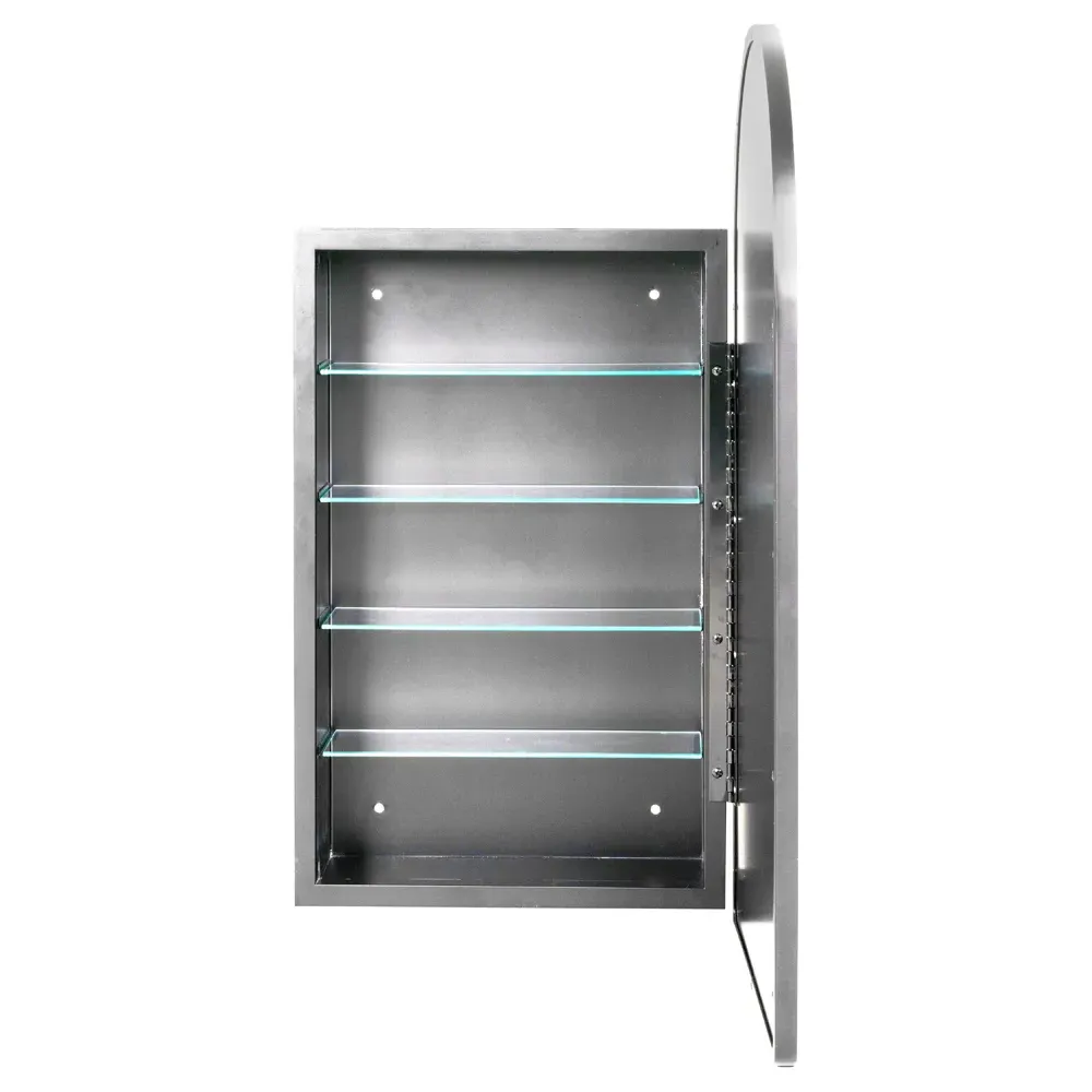 Alaina Arched Medicine Cabinet Mirror - Silver, Metal