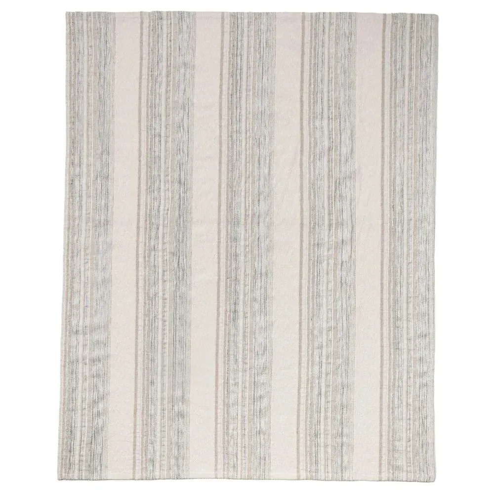 Alaina Striped Throw Blanket - Beige, Cotton