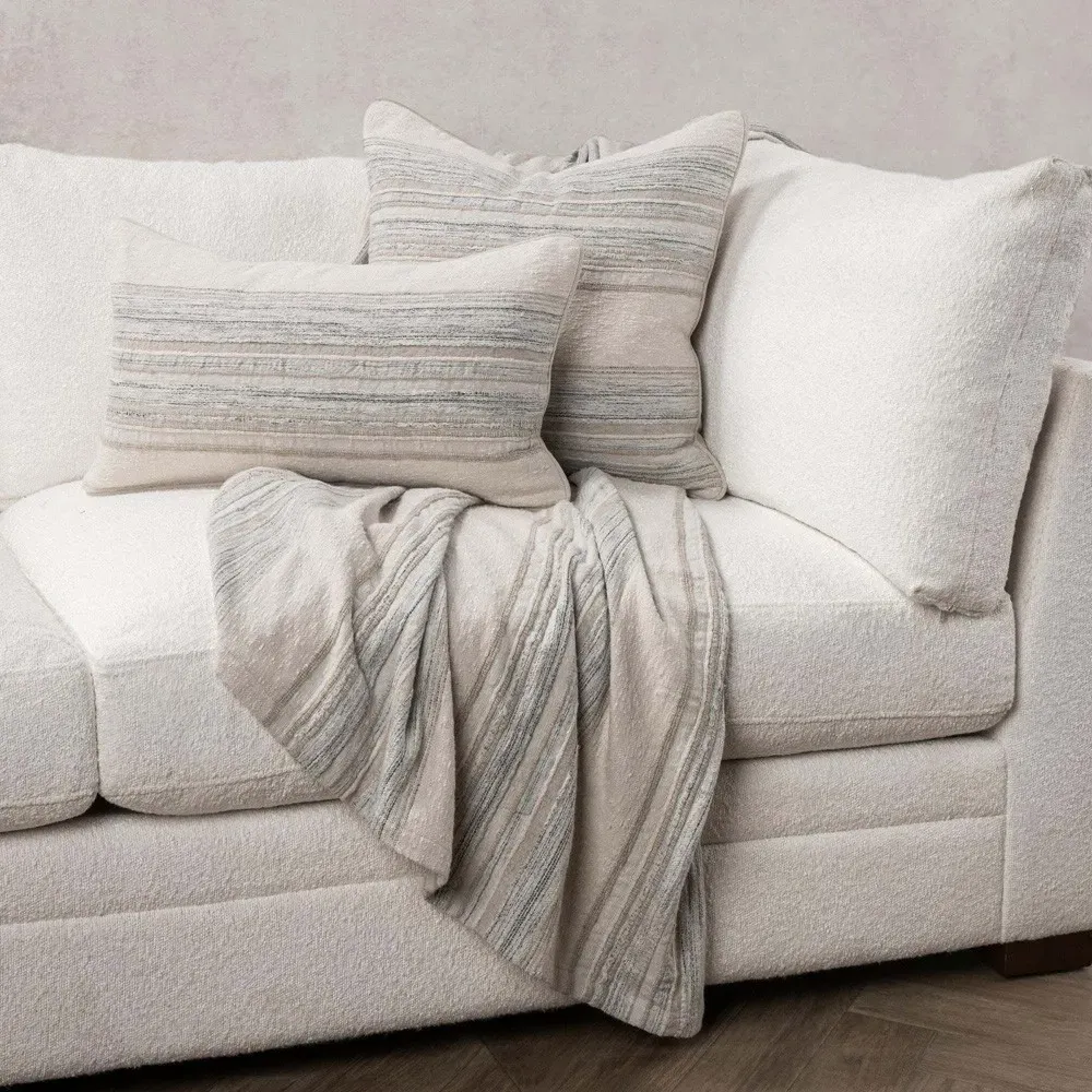 Alaina Striped Throw Blanket - Beige, Cotton