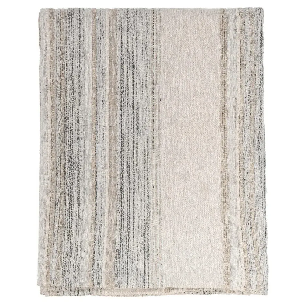 Alaina Striped Throw Blanket - Beige, Cotton image