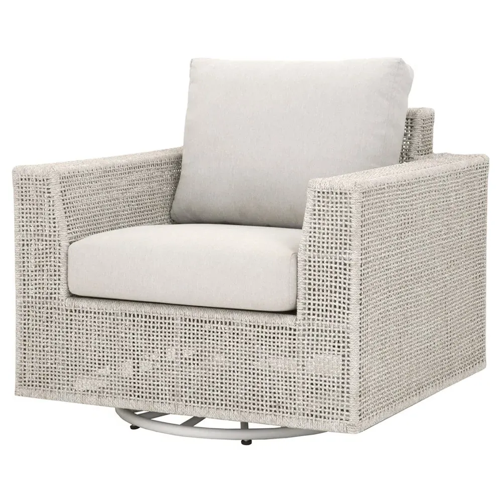 Alaina Swivel Rocker Arm Chair with Cushions - Grey, Aluminum