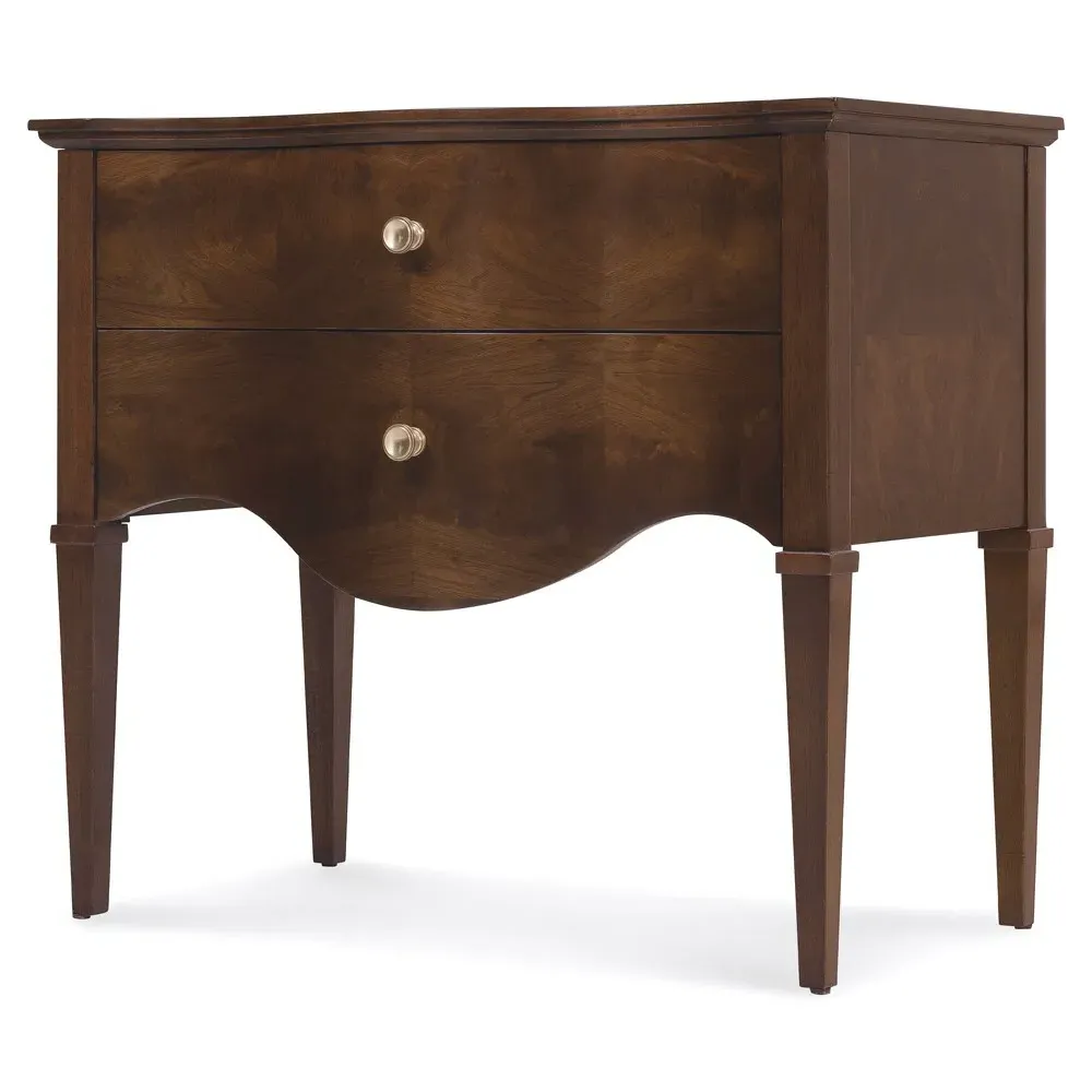 Alaine Curved Nightstand - Brown, Walnut