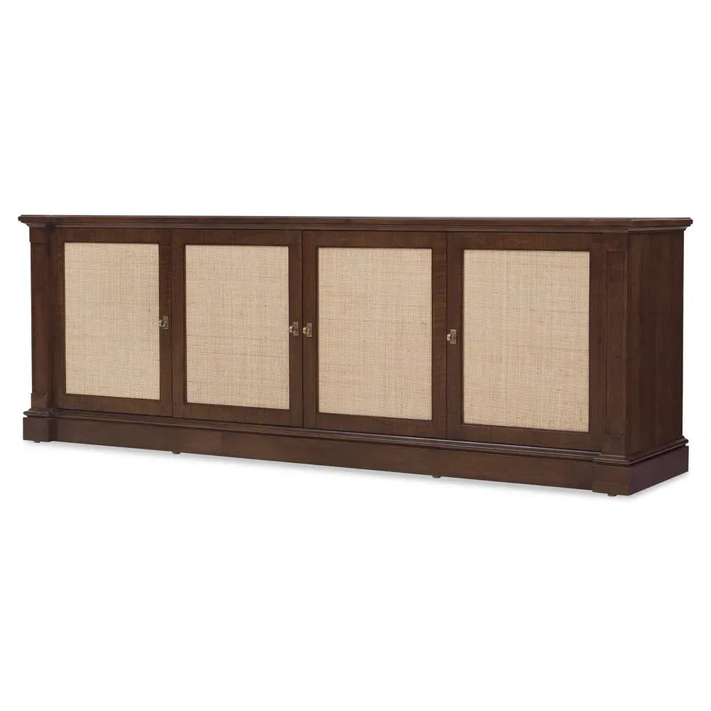 Alaine Media Console with Woven Cane - Brown, Walnut