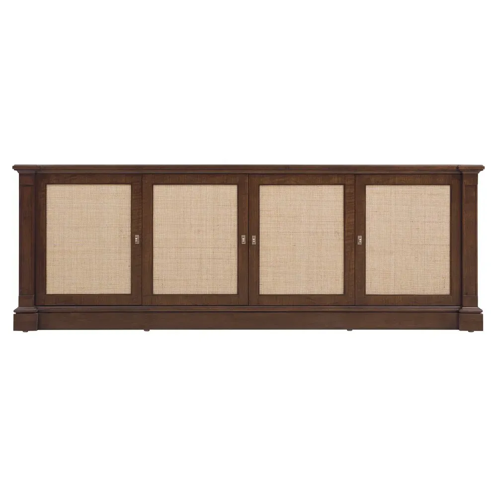 Alaine Media Console with Woven Cane - Brown, Walnut