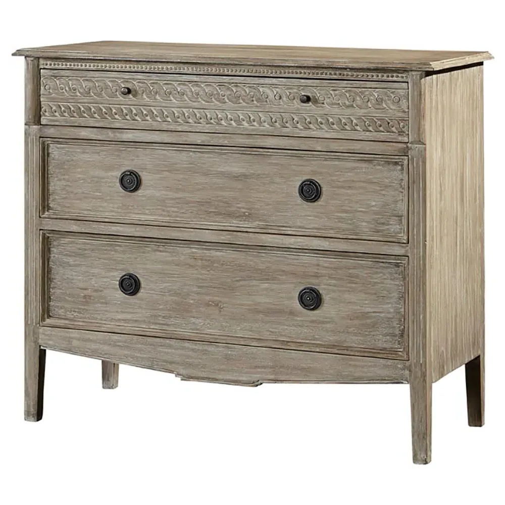 Alaiya 3 Drawer Beaded Bachelor Chest - Grey, Mahogany