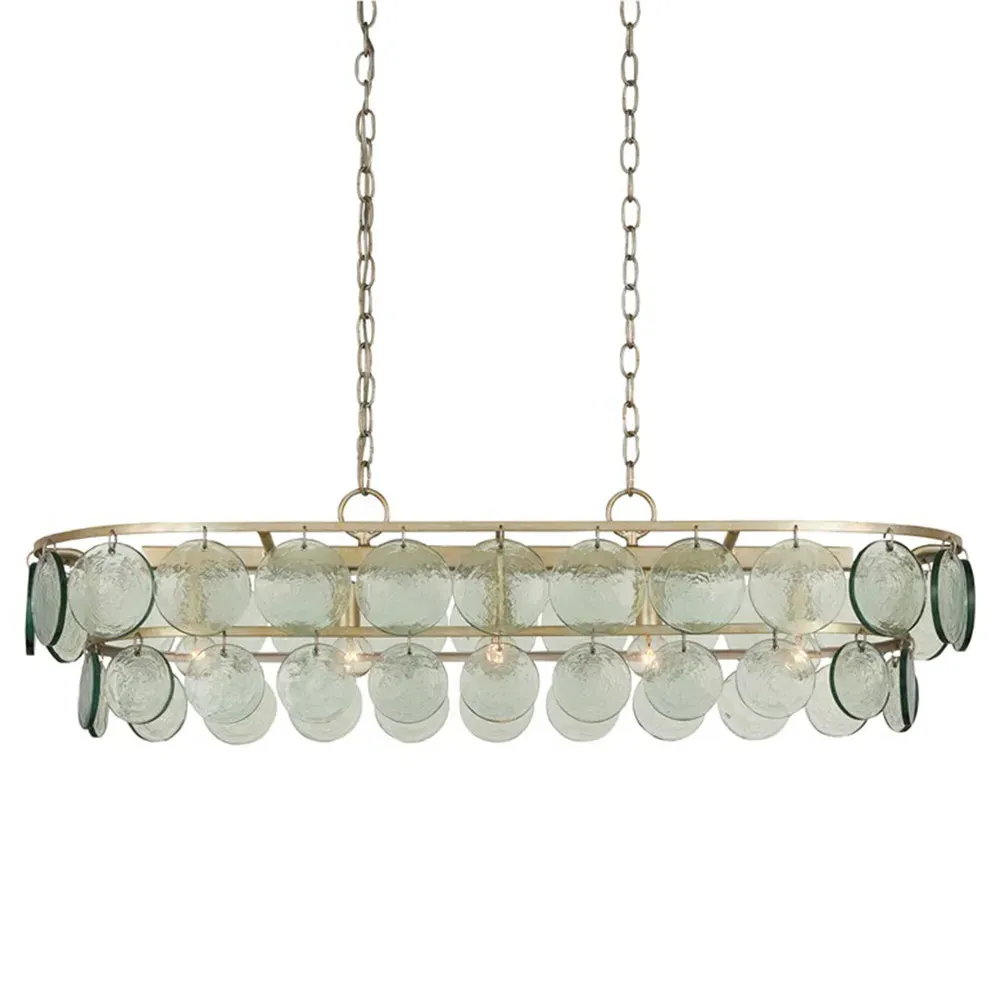 Alana Oval Chandelier with Glass Discs - Silver Leaf, Iron