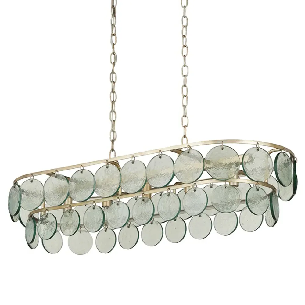 Alana Oval Chandelier with Glass Discs - Silver Leaf, Iron