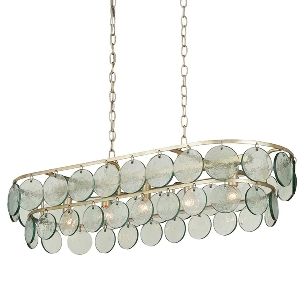 Alana Oval Chandelier with Glass Discs - Silver Leaf, Iron