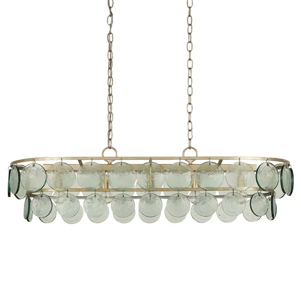Alana Oval Chandelier with Glass Discs - Silver Leaf, Iron image