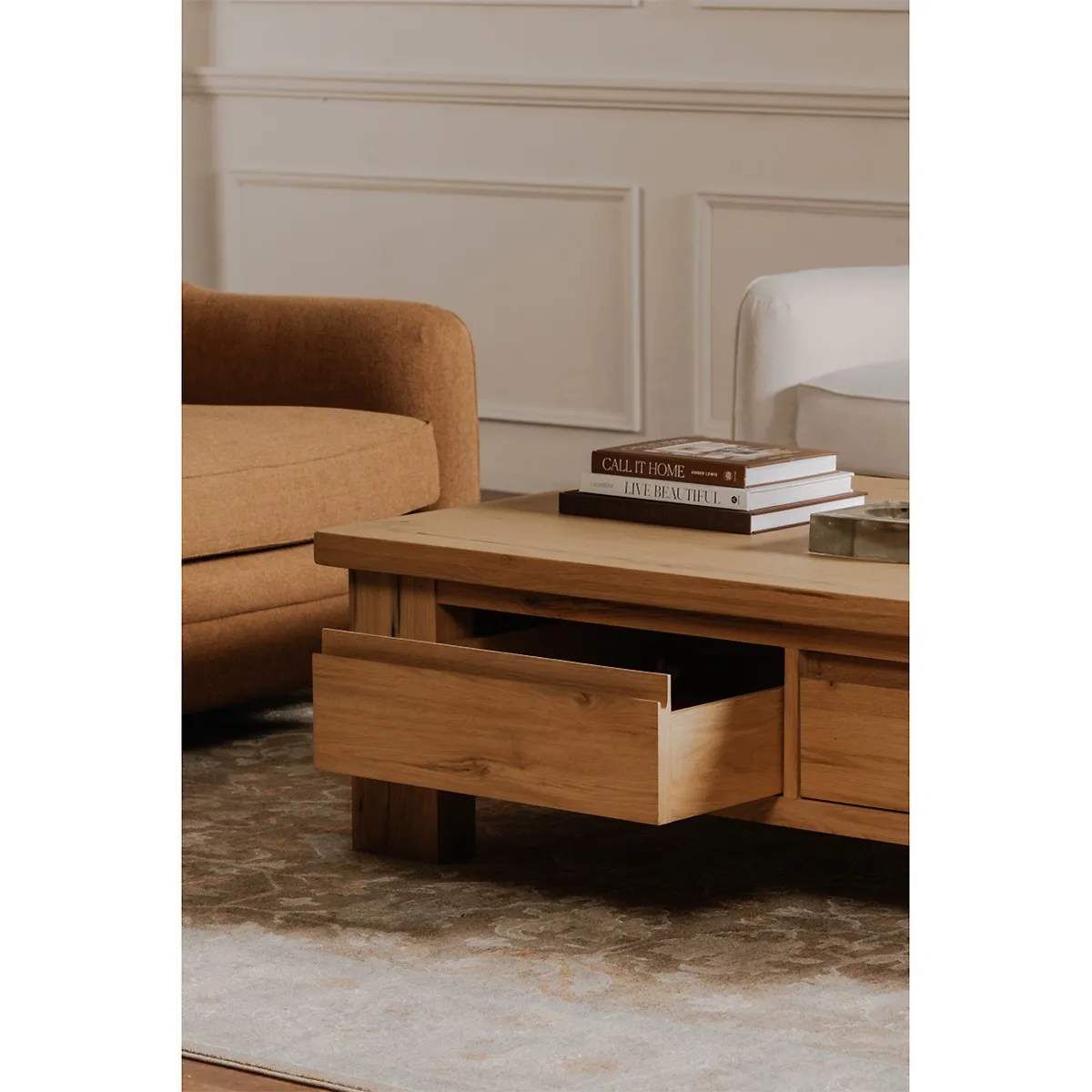 Alastair Rectangular Storage Coffee Table - Brown, Oak