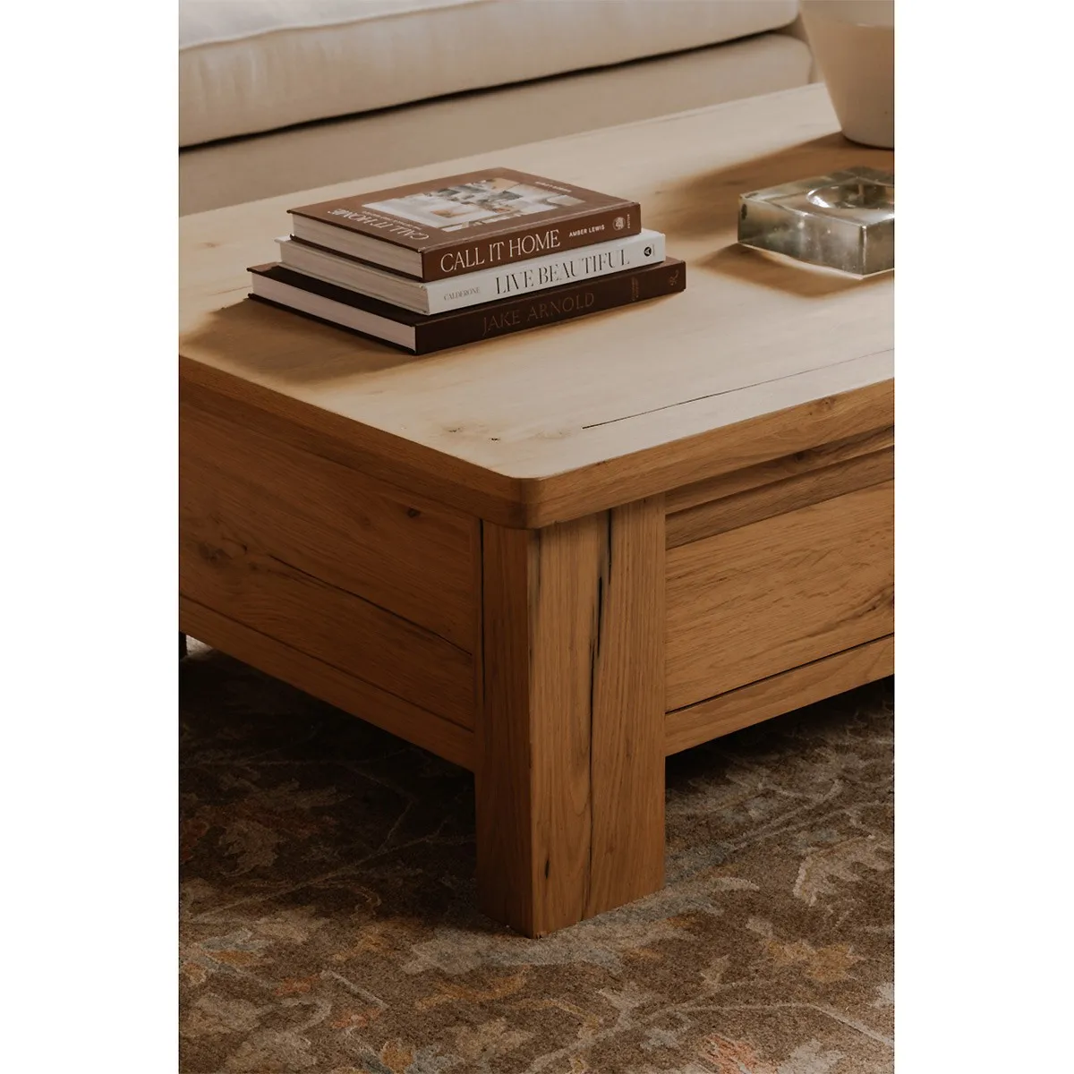 Alastair Rectangular Storage Coffee Table - Brown, Oak