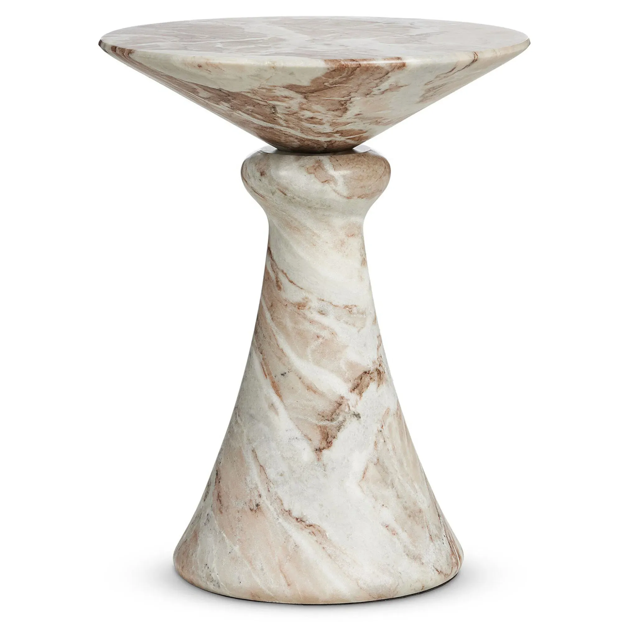 Alastair Round End Table - Beige, Marble