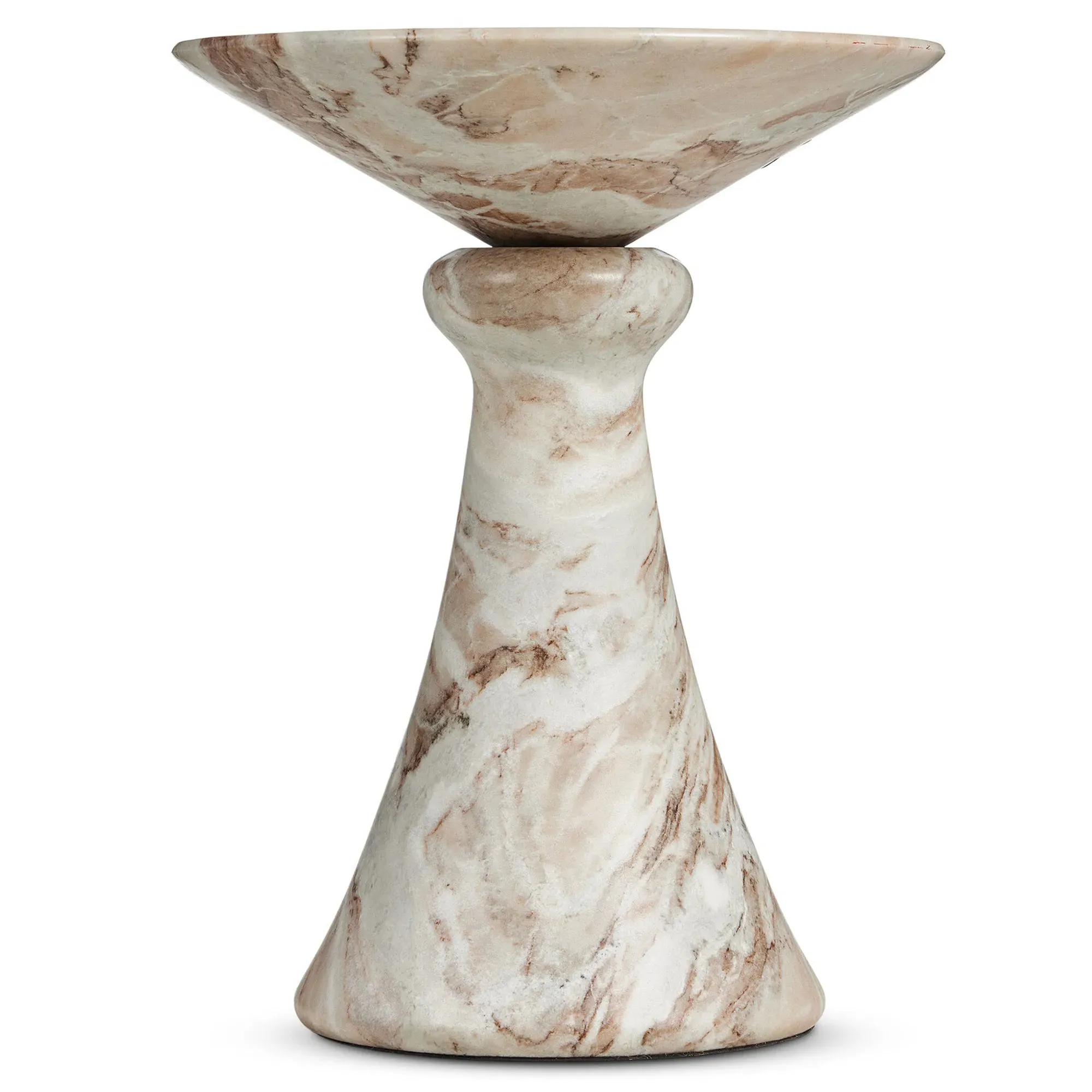 Alastair Round End Table - Beige, Marble