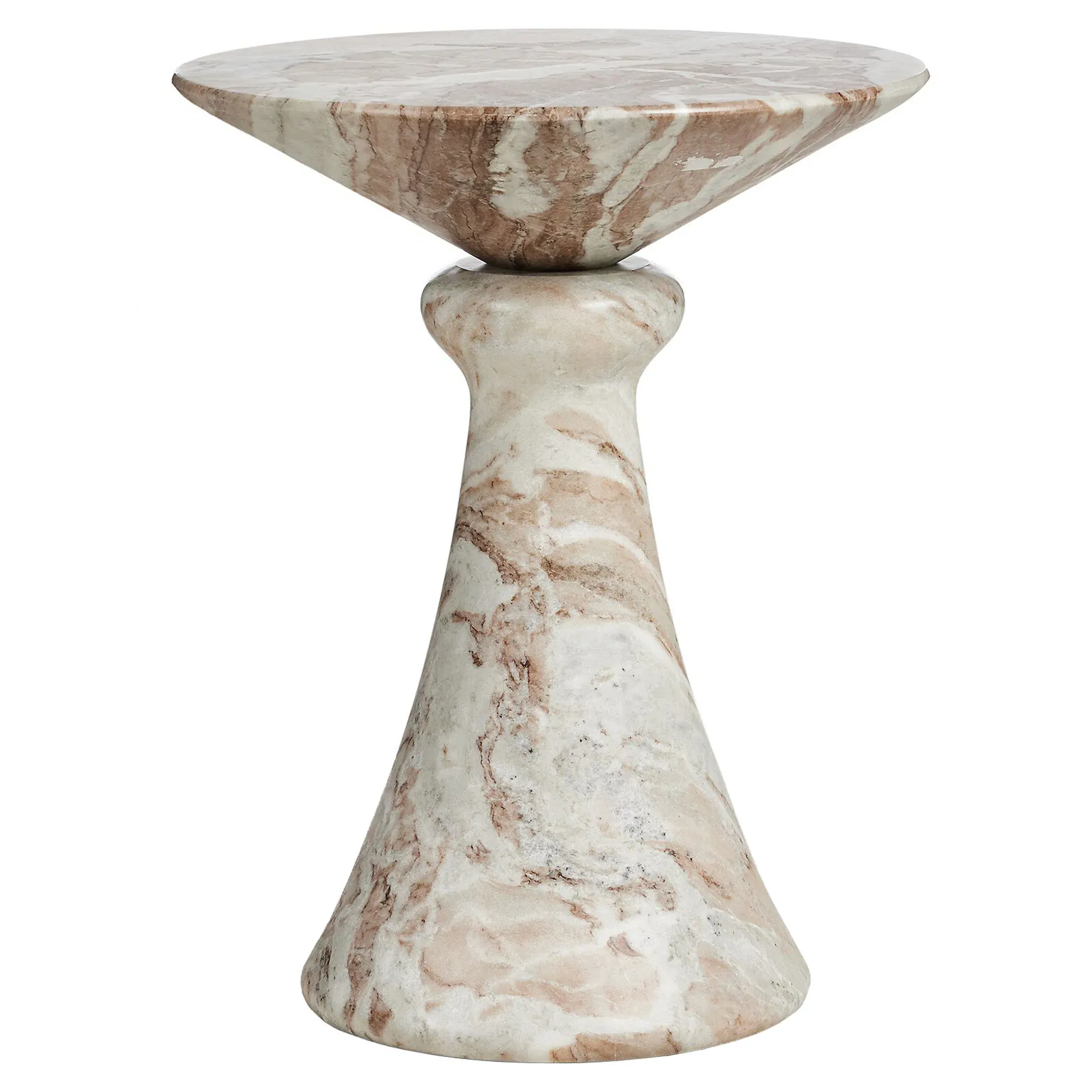 Alastair Round End Table - Beige, Marble image