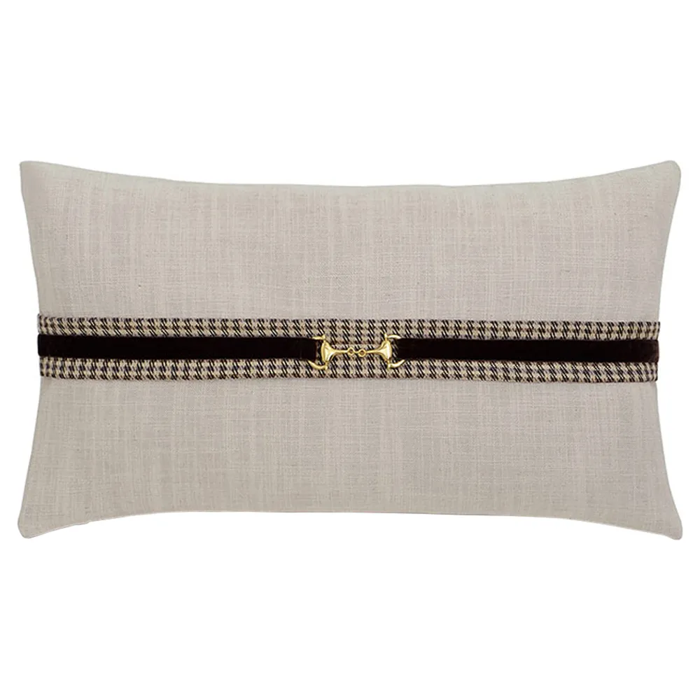 Alba Gold Buckle Lumbar Pillow - Beige, Polyester image