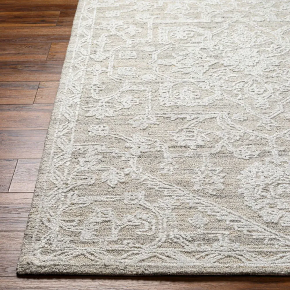 Albertine 9x12 Floral Patterned Rug - Cream, Recycled PET