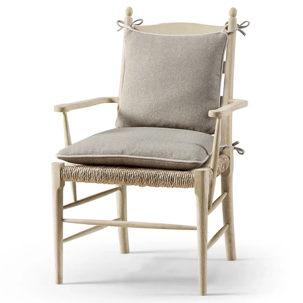 Albertine Dining Arm Chair - Oatmeal, Light Oak