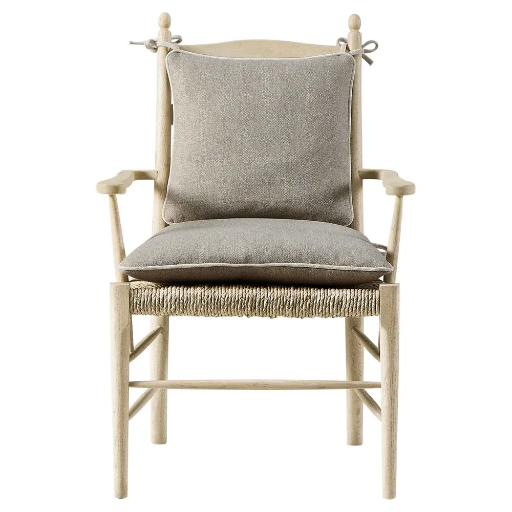 Albertine Dining Arm Chair - Oatmeal, Light Oak