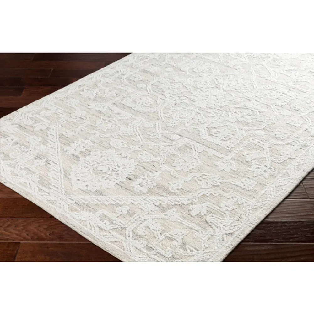 Albertine Floral Patterned Rug - Cream, Recycled PET