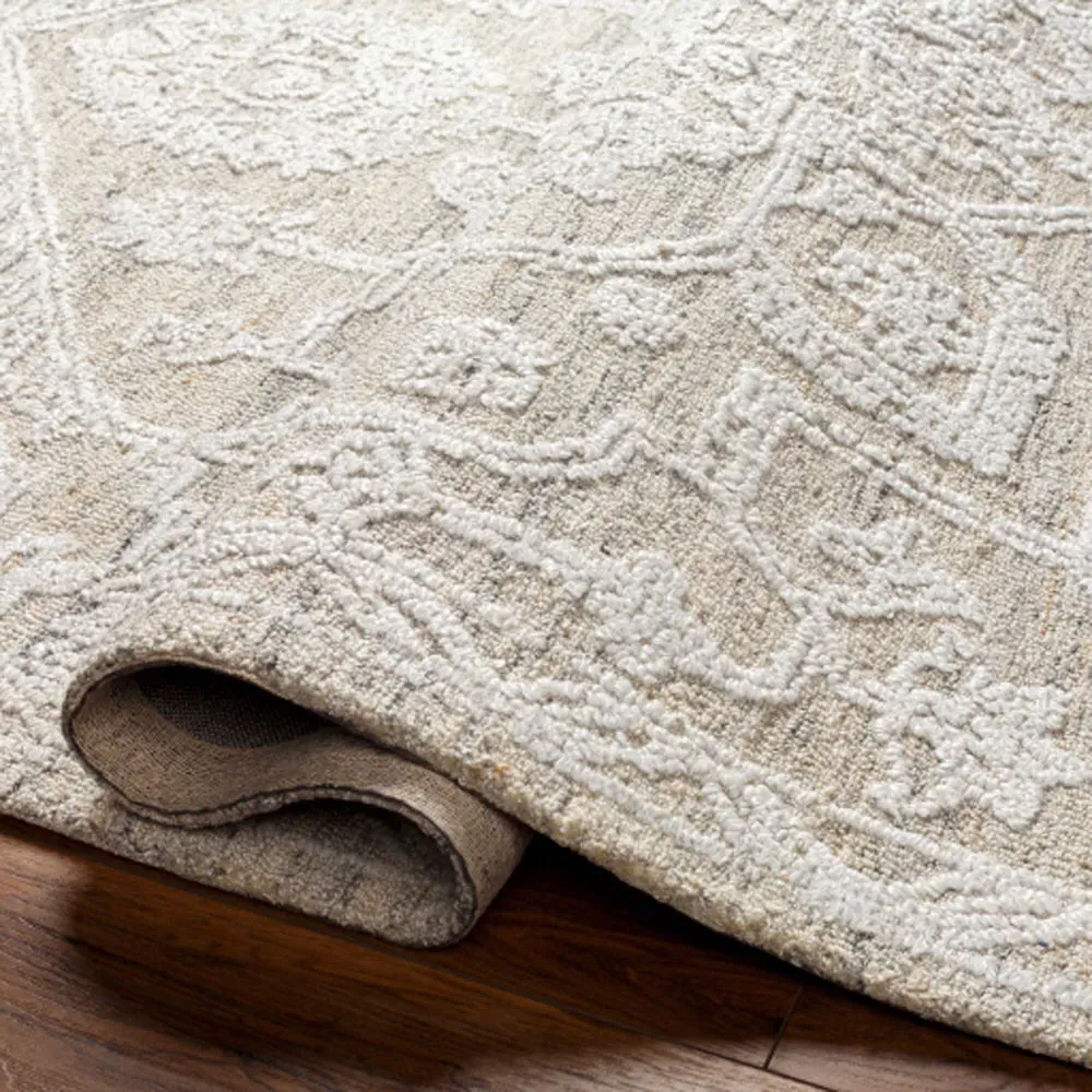 Albertine Floral Patterned Rug - Cream, Recycled PET