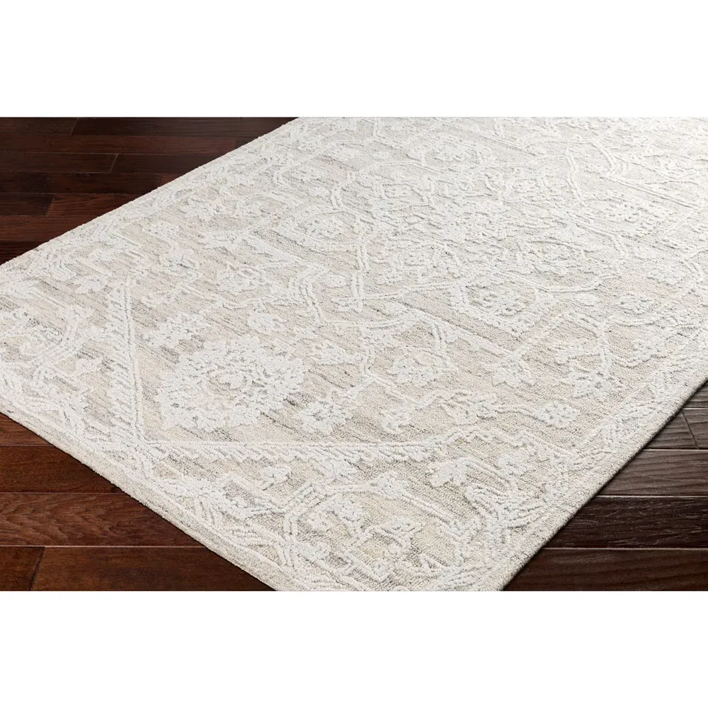 Albertine Sample Floral Patterned Rug - Cream, Recycled PET