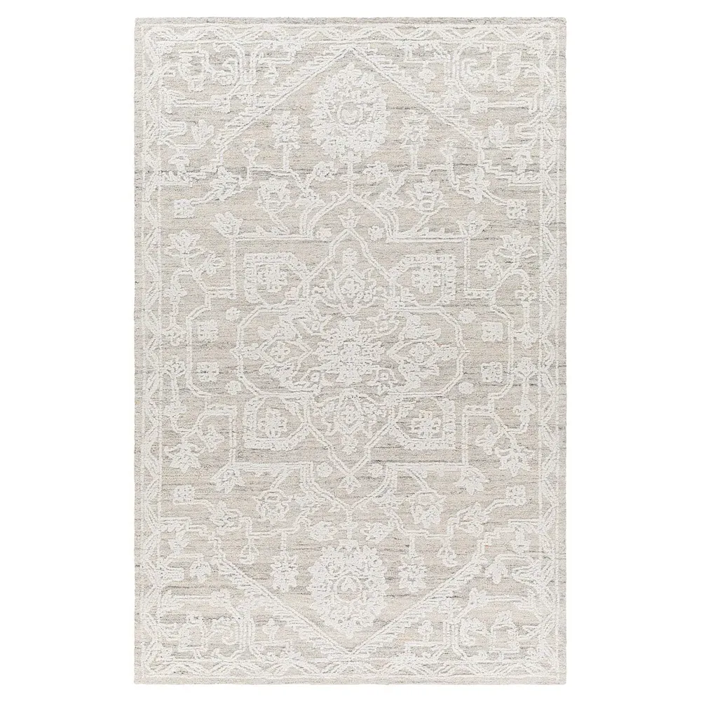 Albertine Sample Floral Patterned Rug - Cream, Recycled PET image