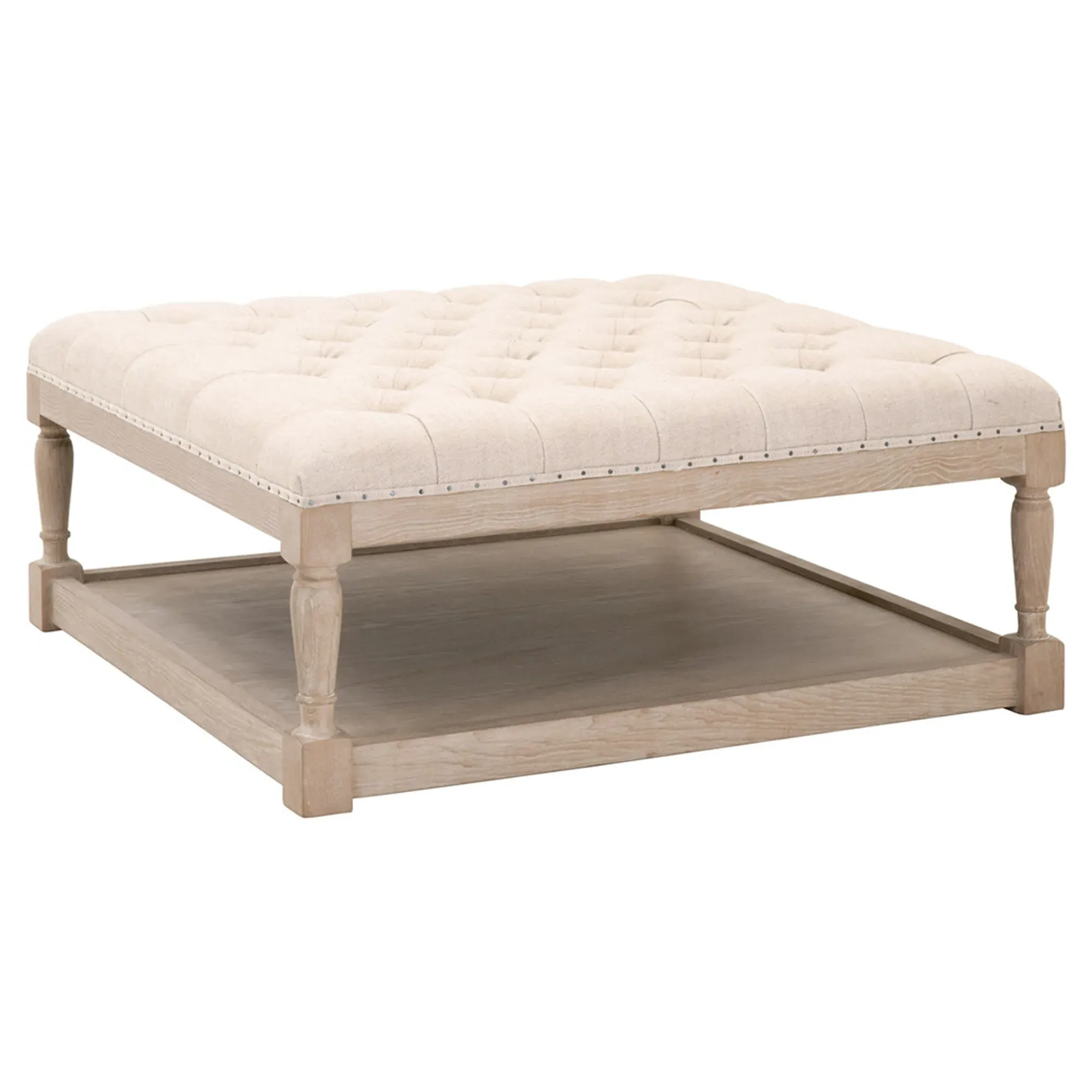 Alea Square Ottoman Coffee Table - Beige, Linen