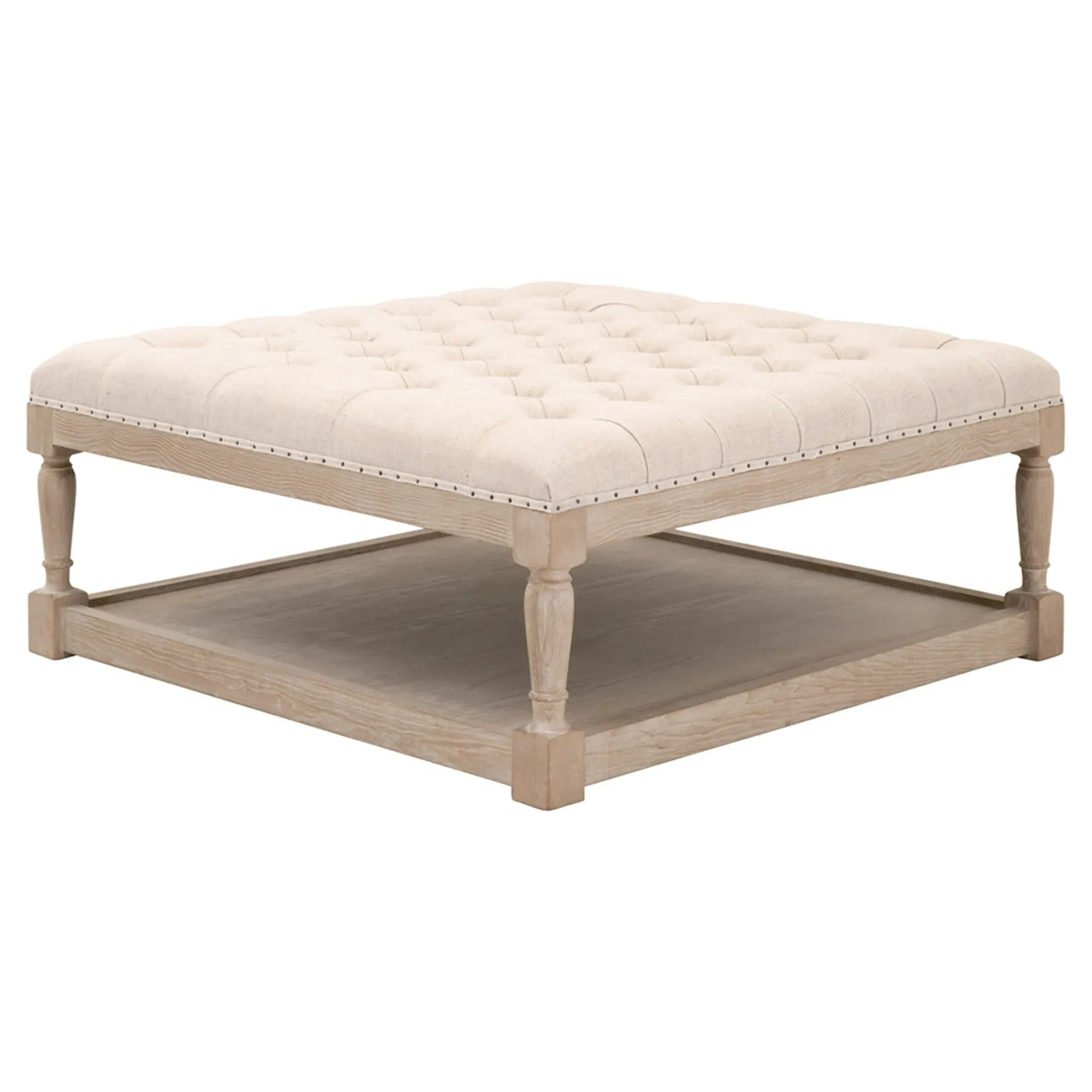 Alea Square Ottoman Coffee Table - Beige, Linen