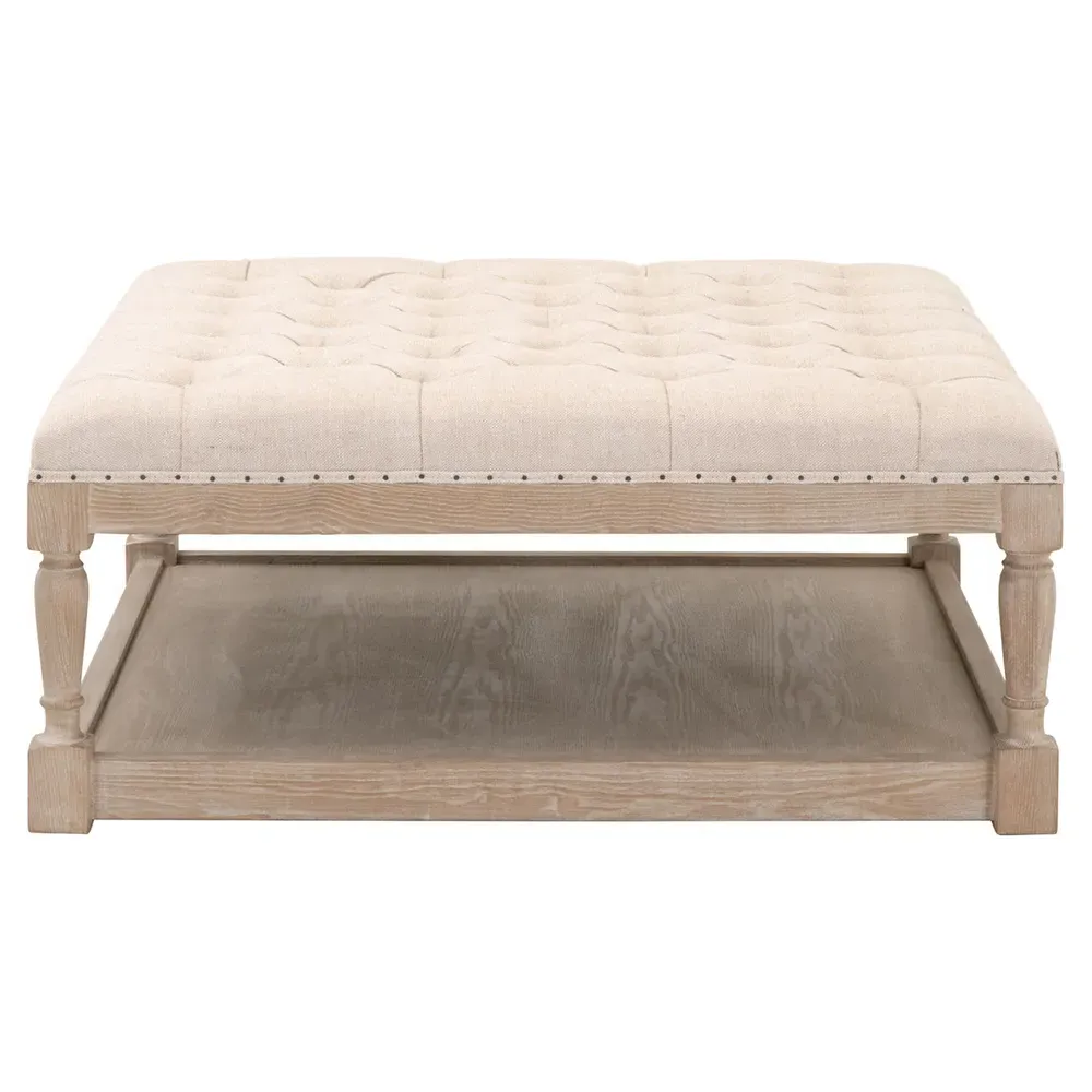 Alea Square Ottoman Coffee Table - Beige, Linen image