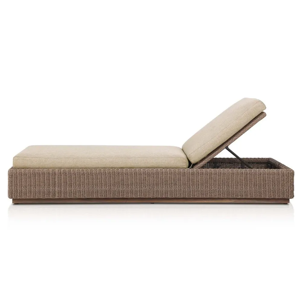 Alease Outdoor Chaise - Brown, Teak