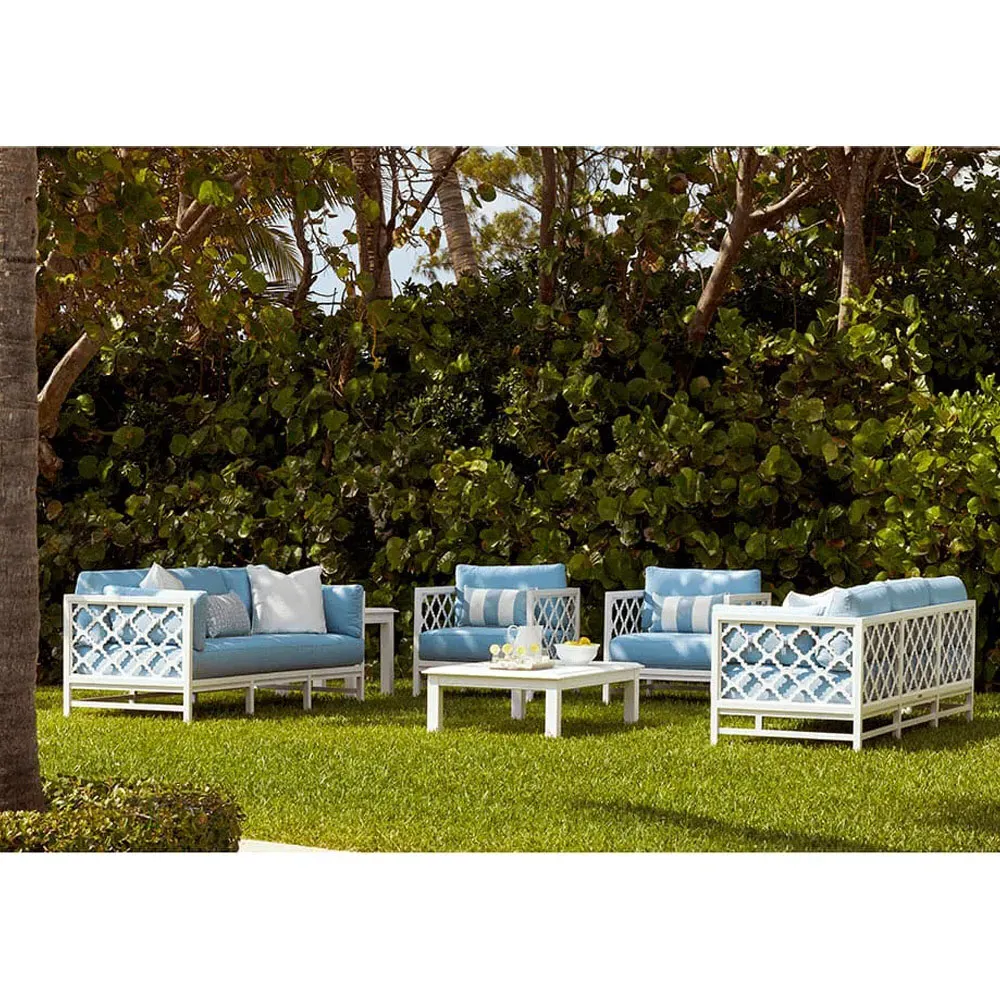 Alec Outdoor Sofa - White, Aluminum