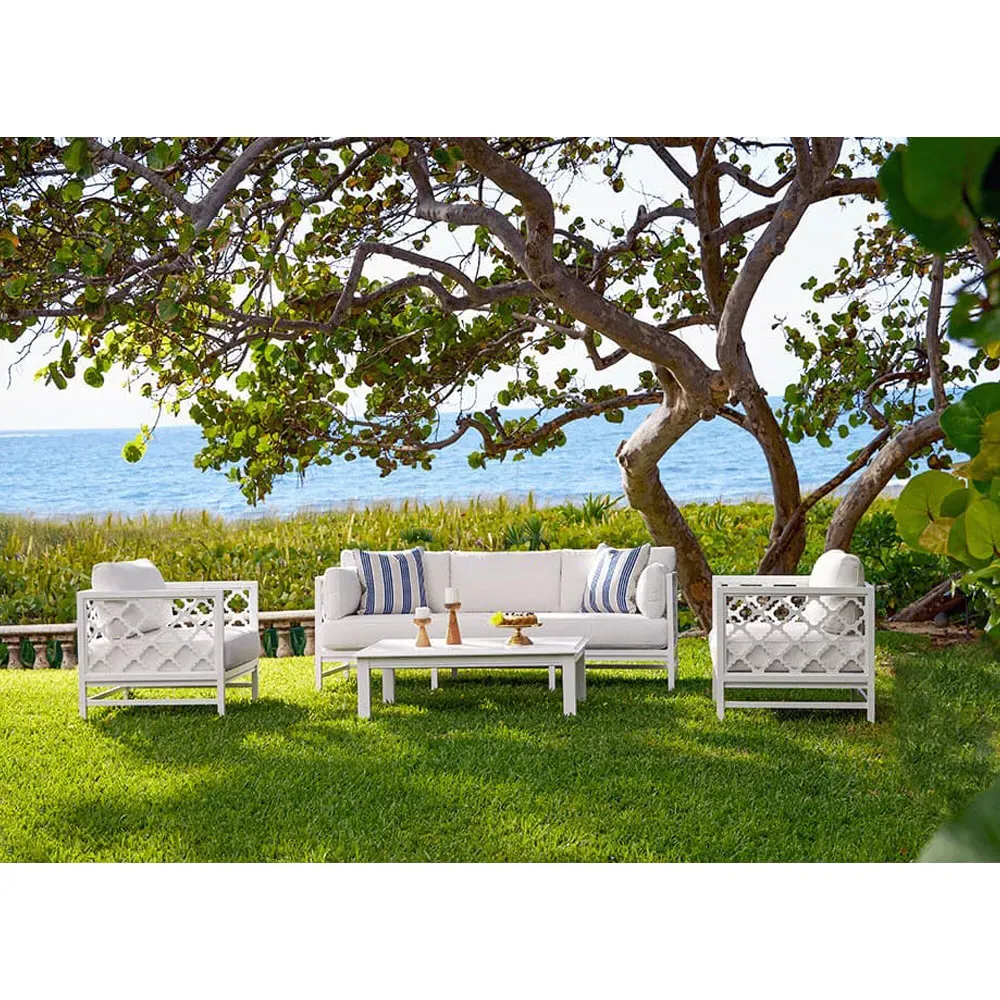 Alec Outdoor Sofa - White, Aluminum