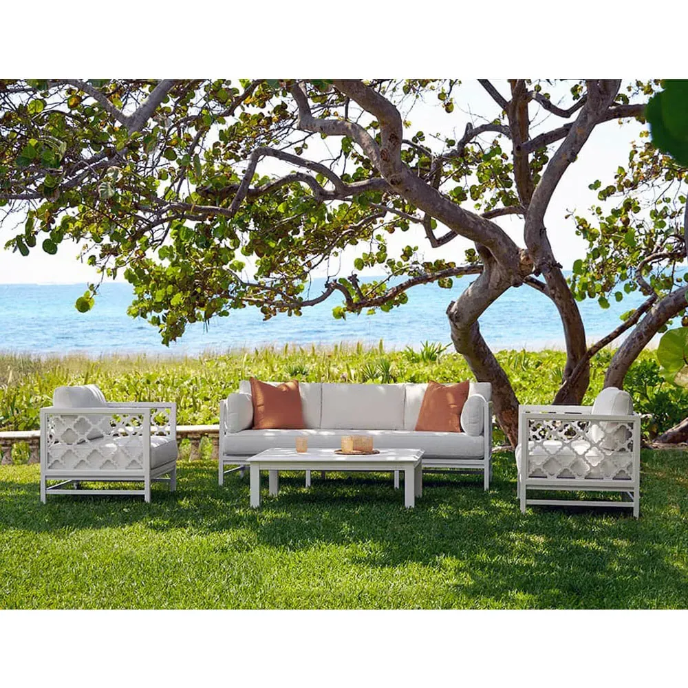 Alec Outdoor Sofa - White, Aluminum