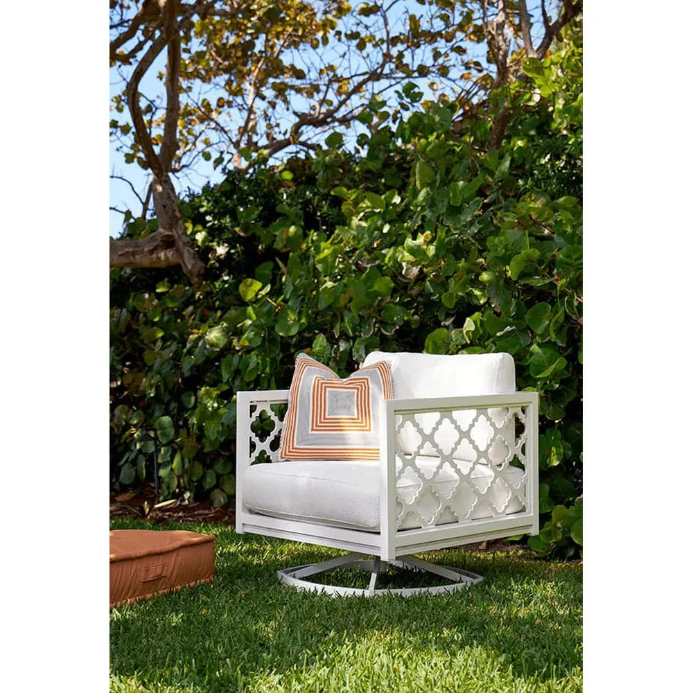 Alec Swivel Rocker Chair - White, Aluminum