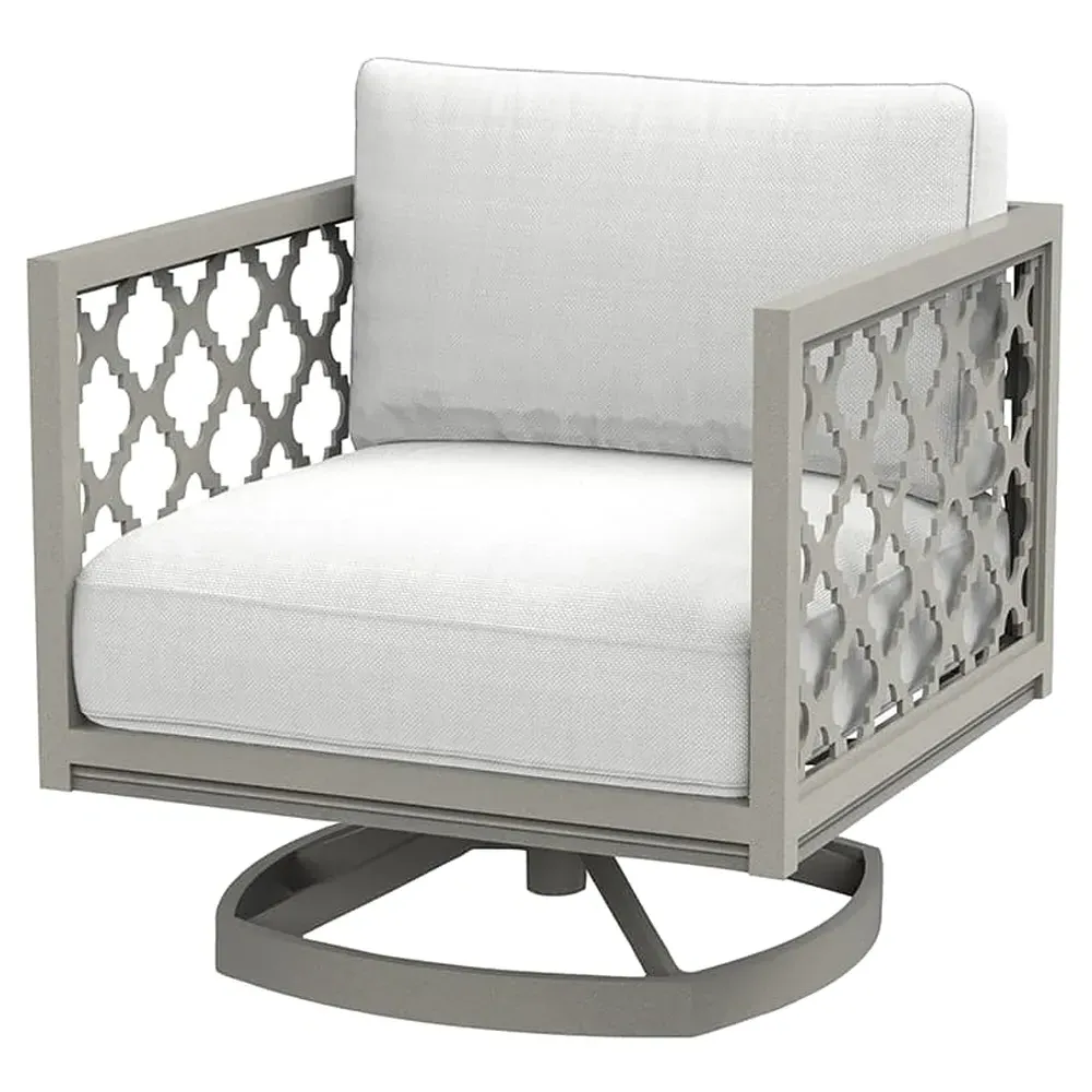 Alec Swivel Rocker Chair - White, Aluminum