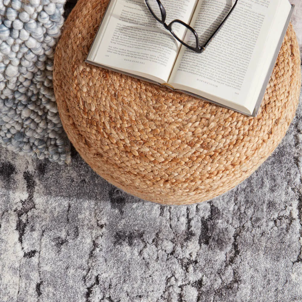 Aleena Round Pouf - Beige, Jute