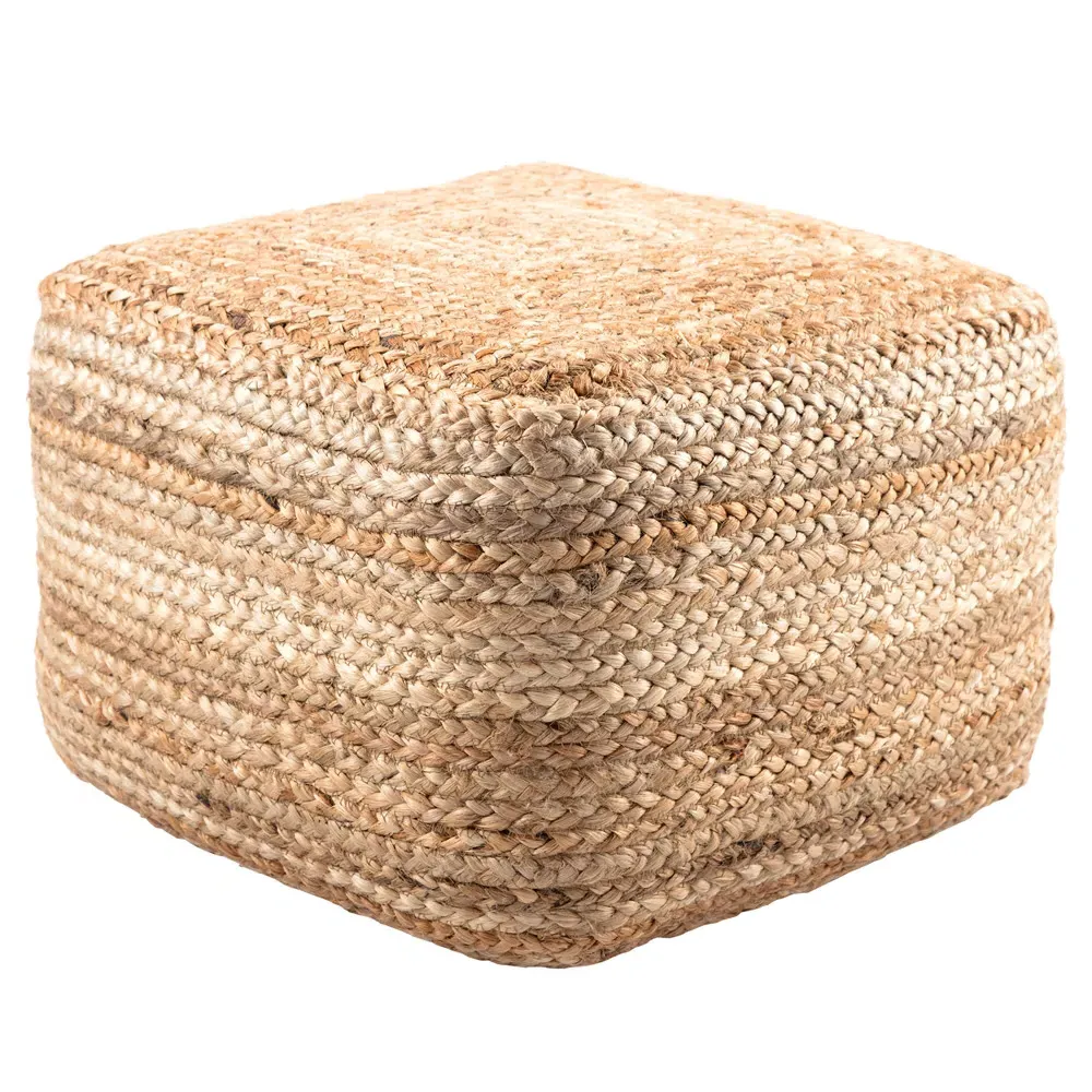 Aleena Square Pouf - Beige, Jute