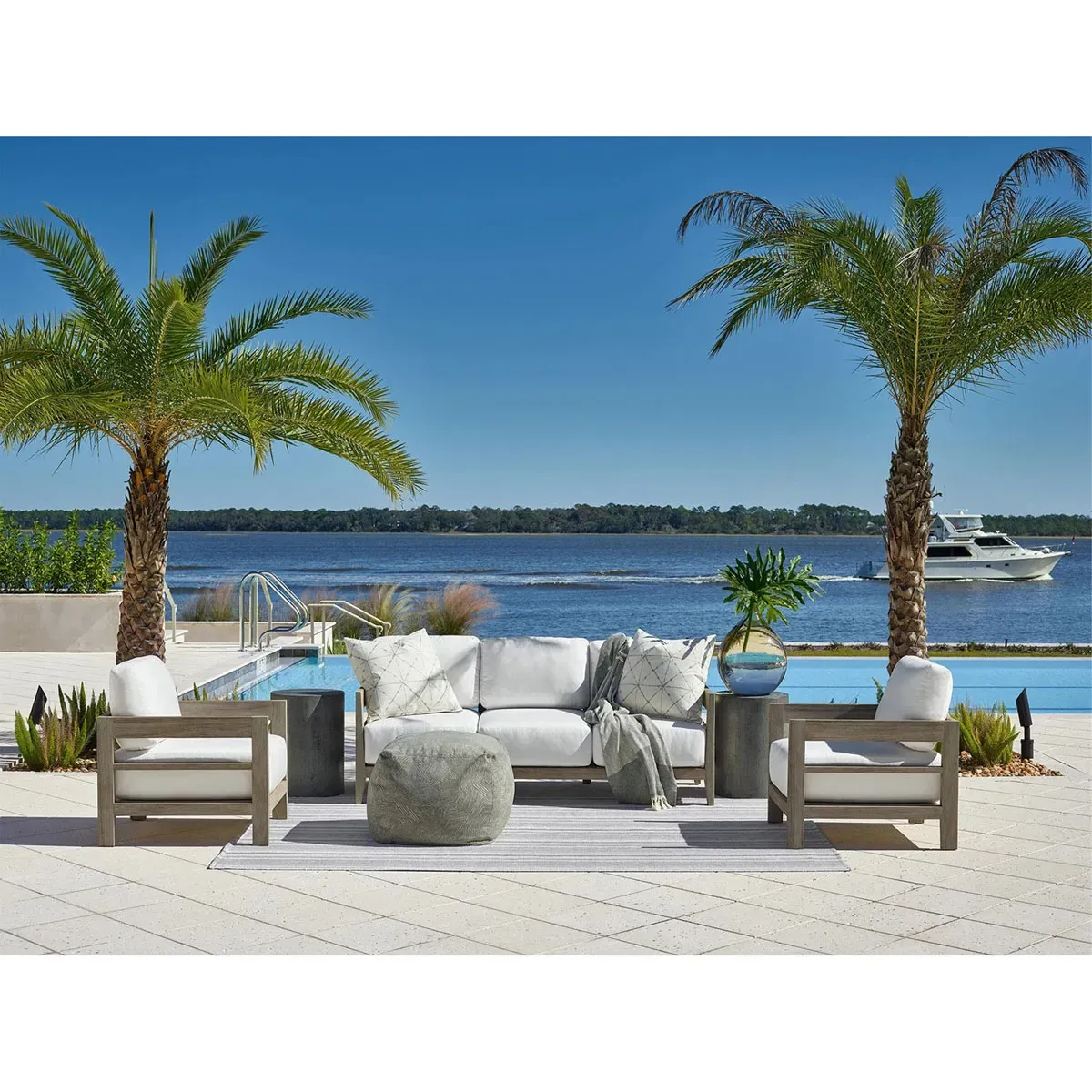 Aleia Outdoor Lounge Chair - Grey, Teak