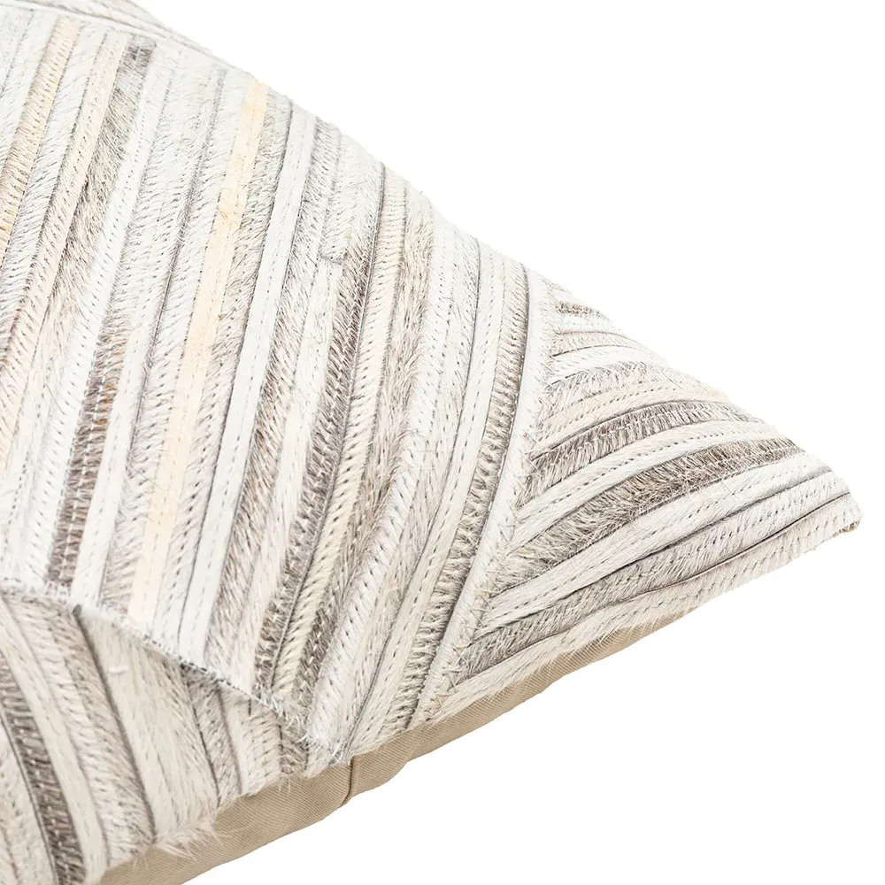 Alelia Stripe Throw Pillow - Cream, Leather