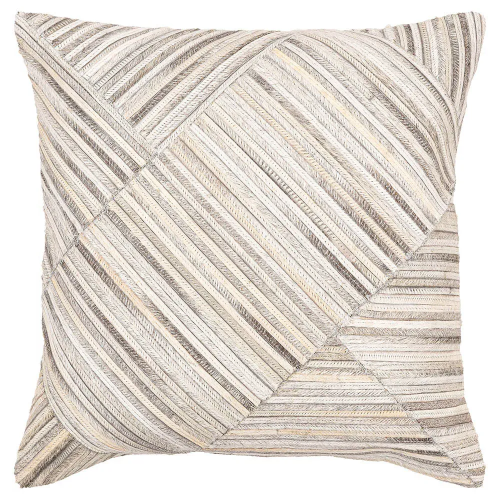 Alelia Stripe Throw Pillow - Cream, Leather