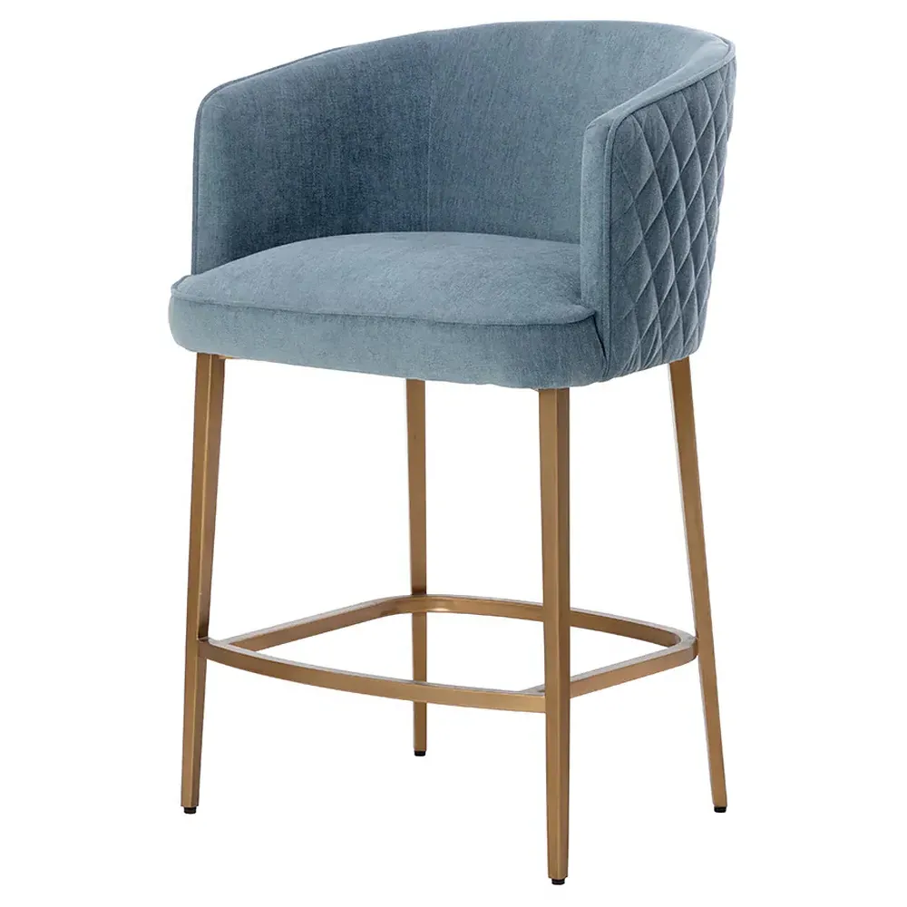 Alesha Counter Stool - Blue, Polyester