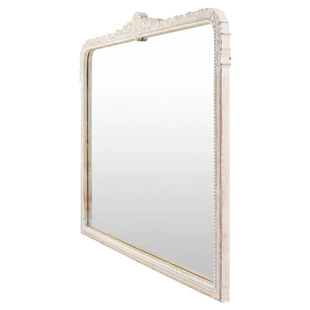 Alessia Mantel Wall Mirror - White, Mango Wood