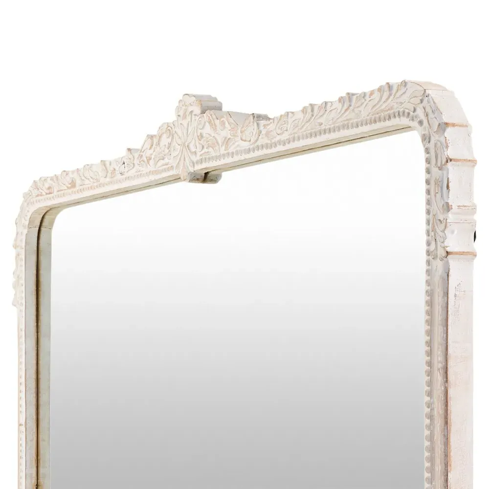 Alessia Mantel Wall Mirror - White, Mango Wood