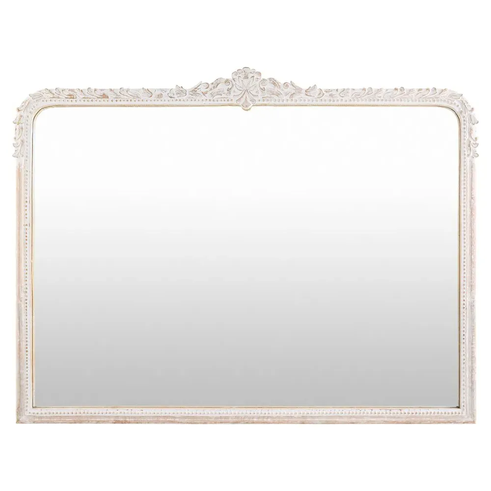 Alessia Mantel Wall Mirror - White, Mango Wood image