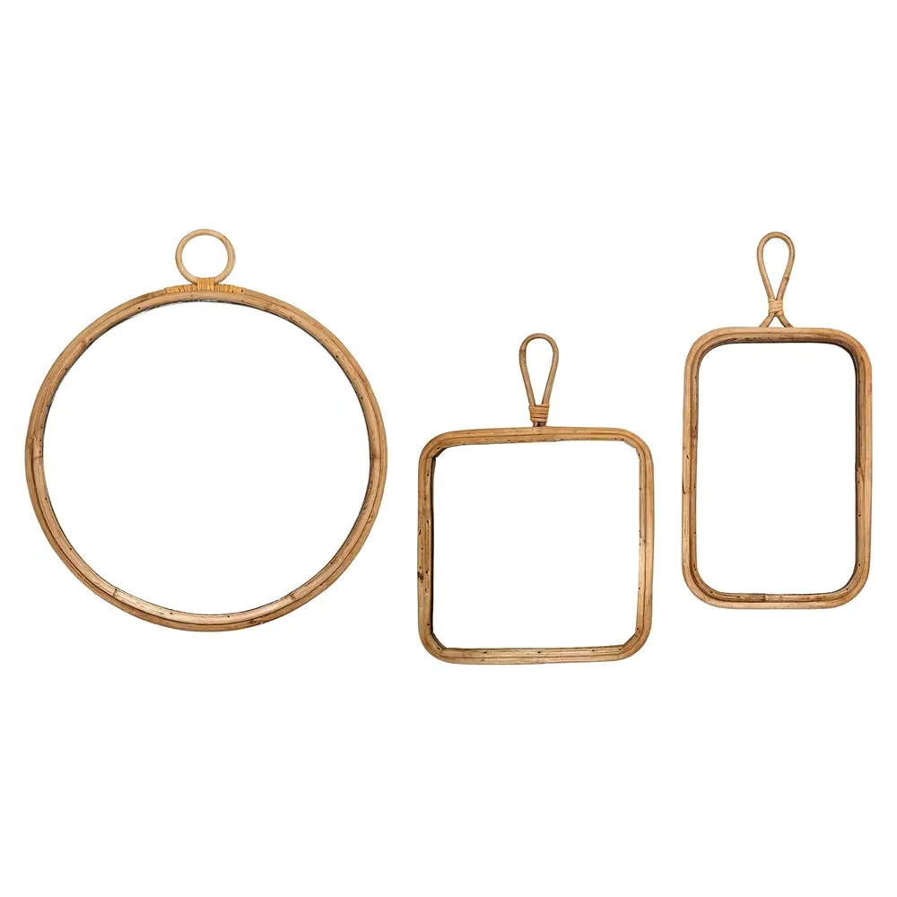 Alessia Wall Mounted Mirror Set - Brown, Cane image