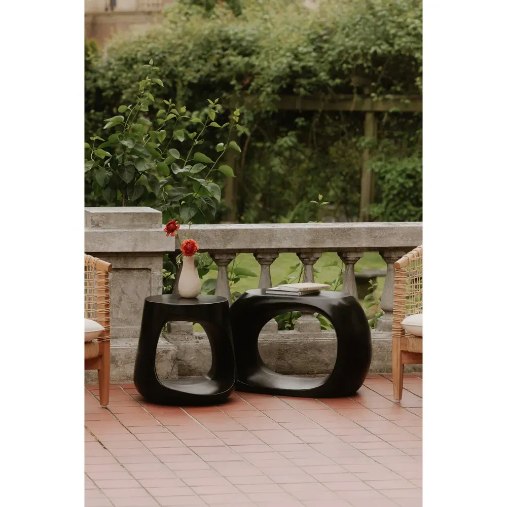 Alex Oval Stool - Black, Concrete