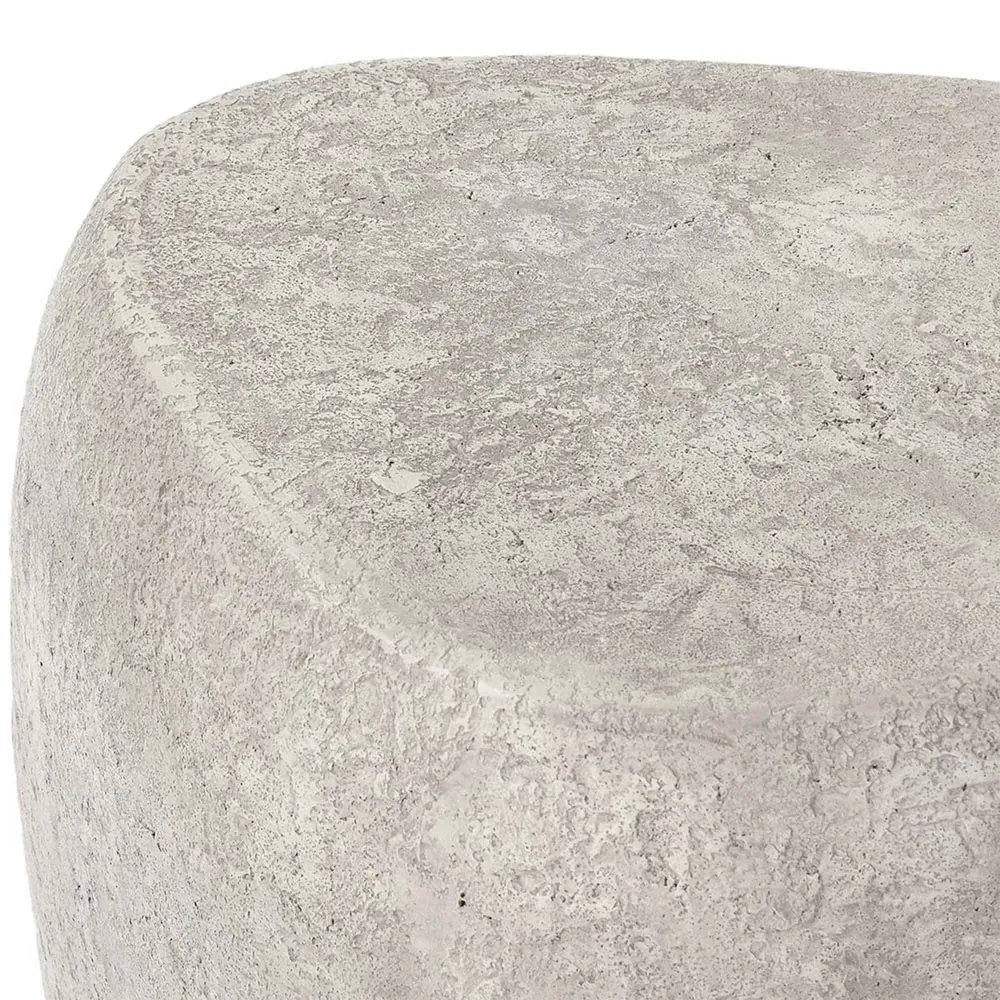 Alex Round Block Outdoor End Table - Grey, Concrete