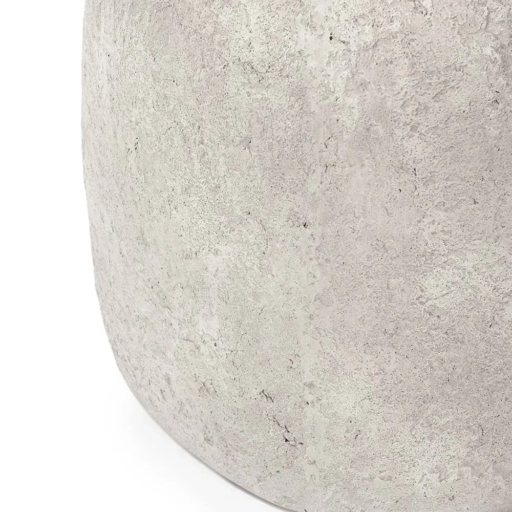 Alex Round Block Outdoor End Table - Grey, Concrete