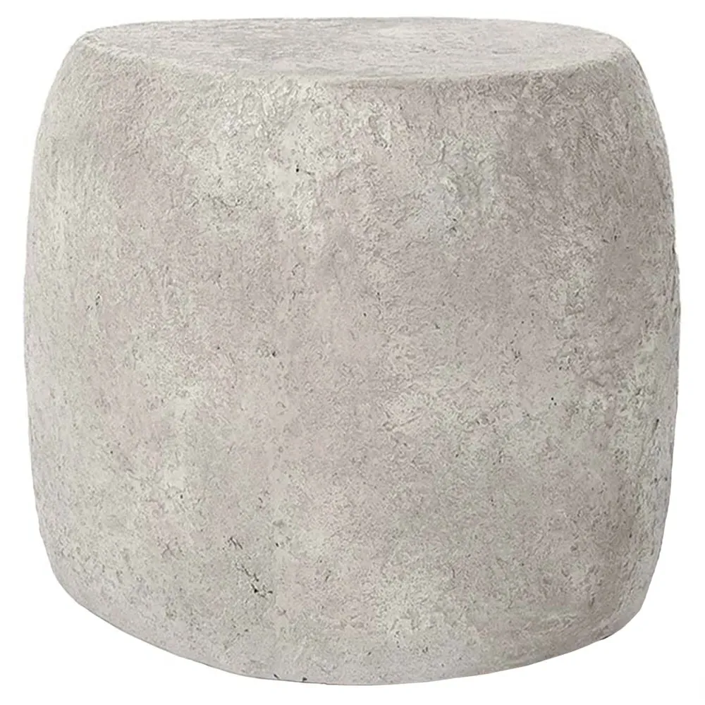 Alex Round Block Outdoor End Table - Grey, Concrete image