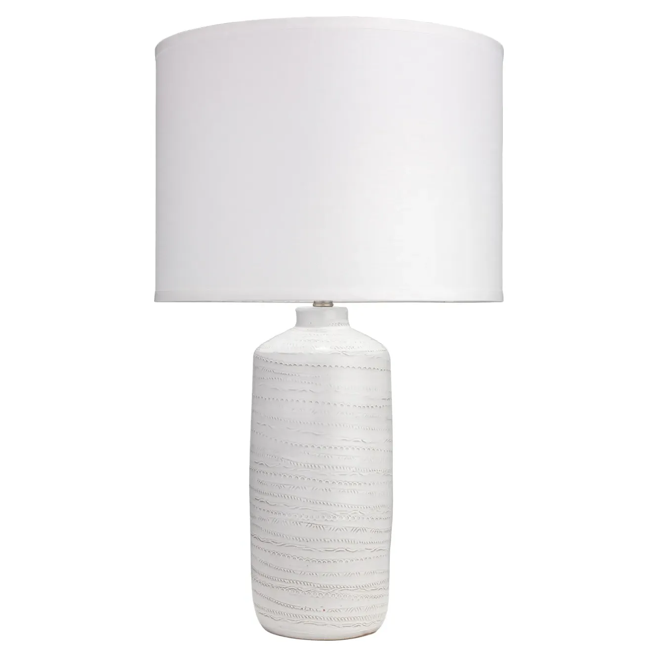 Alexa Ceramic Table Lamp - White, Linen image